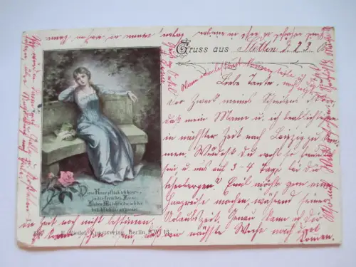 seltene alte AK Gruss aus Stettin Pommern gelaufen 1901