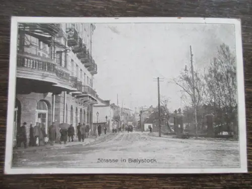 seltene alte AK Bialystock Strasse Podlachien beschrieben 1917