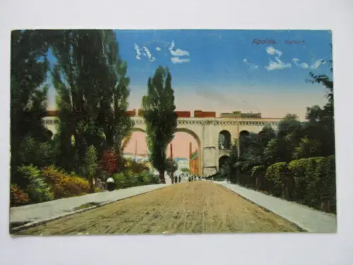 seltene alte Ak Apolda Viadukt mit Eisenbahn Güterzug 1921