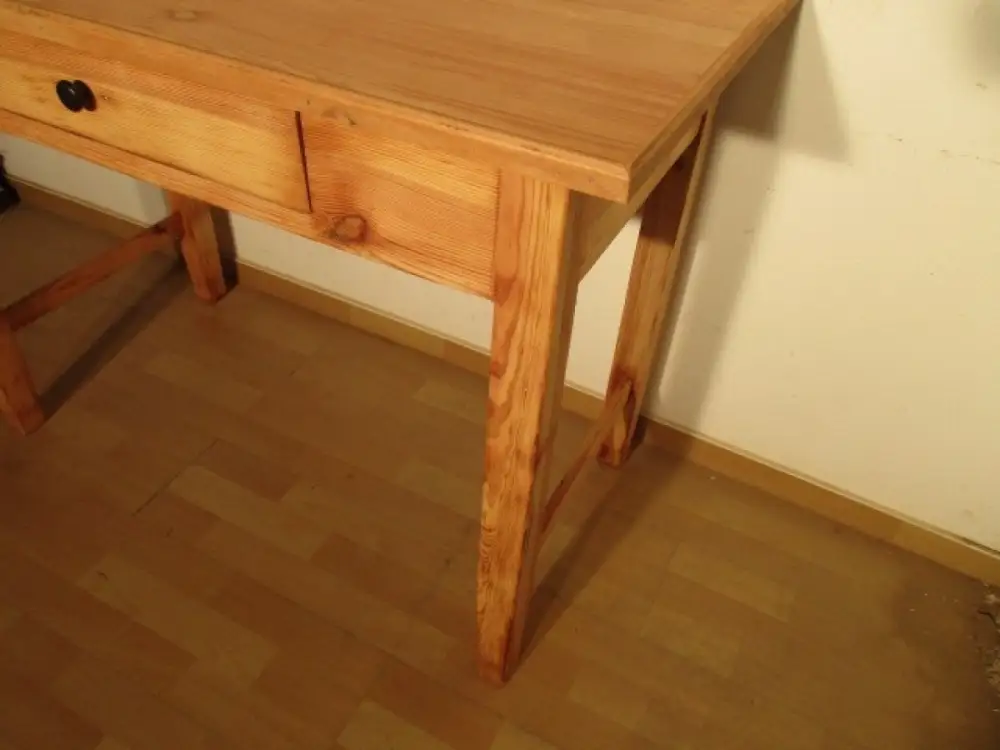 Tisch Arbeitstisch mit Schublade Jugendstil um 1910 Weichholz 4