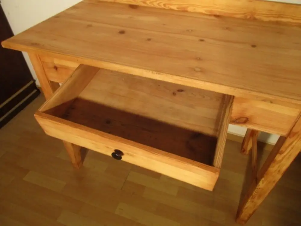 Tisch Arbeitstisch mit Schublade Jugendstil um 1910 Weichholz 5