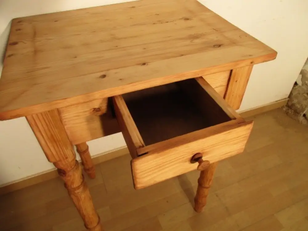 Tisch  mit Schublade Gründerzeit um 1880 Weichholz 4