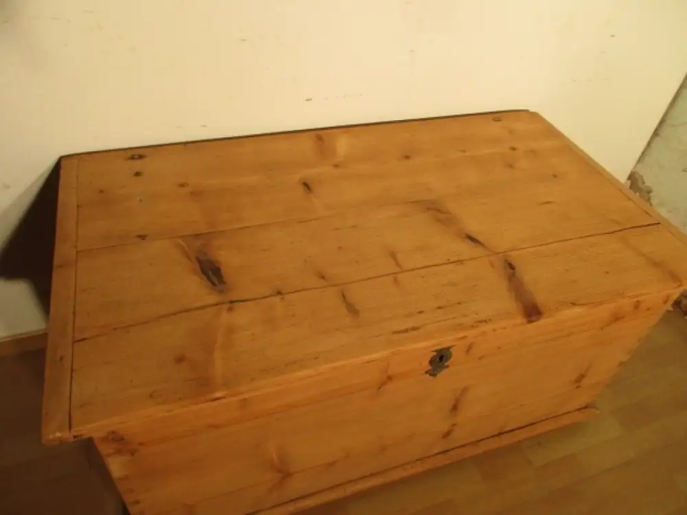 Truhe Flachdeckeltruhe Biedermeier um 1860 Weichholz Nr. 3 3