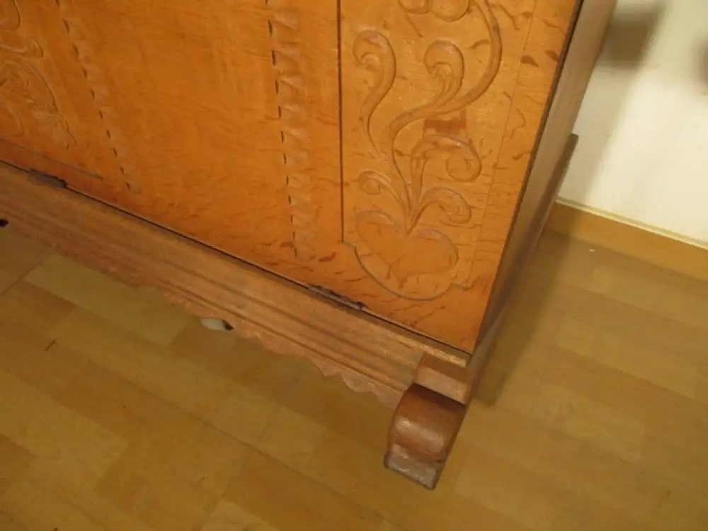 Truhe Flachdeckeltruhe Truhenkommode  Jugendstil um 1900 Eiche hell 7