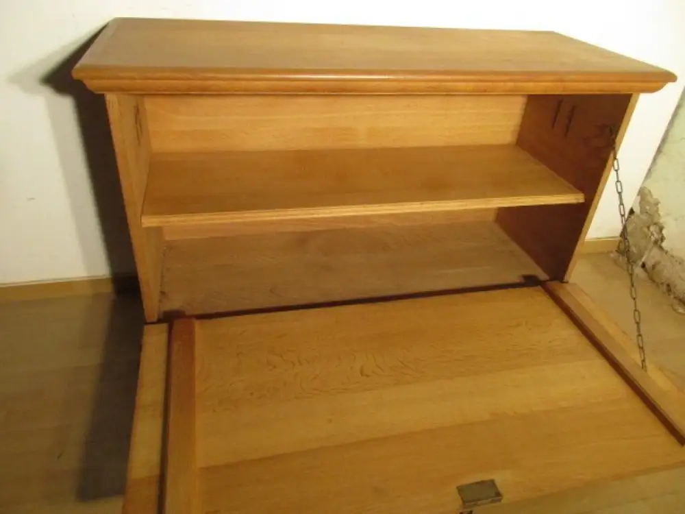 Truhe Flachdeckeltruhe Truhenkommode  Jugendstil um 1900 Eiche hell 9