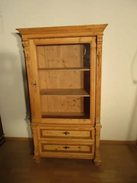 Vitrine Schrank  Gründerzeit  um 1880 mit zwei Schübe 0