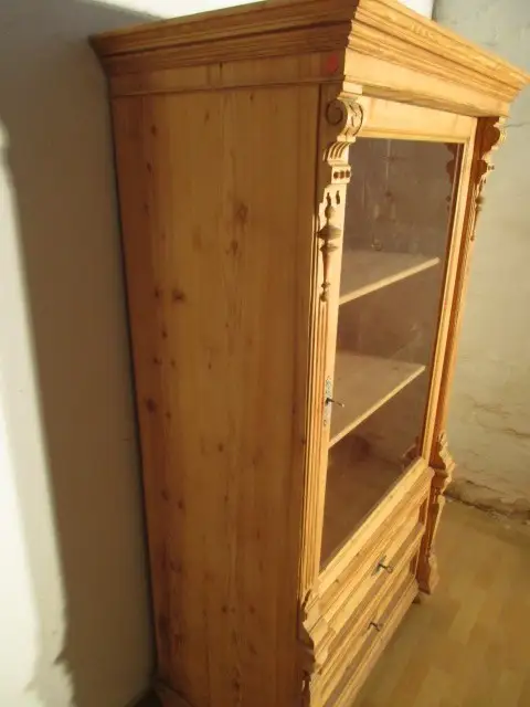 Vitrine Schrank  Gründerzeit  um 1880 mit zwei Schübe 6