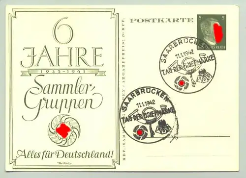 (1009913)  Sonderpostkarte. 6 Jahre Sammler-Gruppen 1935-1941. Siehe bitte Beschreibung.