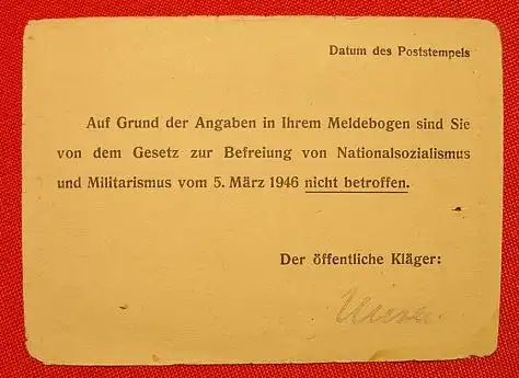 (1010566-a)  Postkarte Befreiung Nationalsozialismus 1946. Siehe bitte Beschreibung