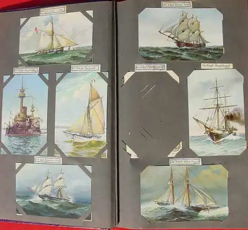 (1011517) Über 150 x uralte Schiffe-Ansichtskarten. Künstlerzeichnungen von Chr. Rave.
