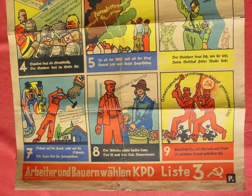 (2001131) ORIGINAL Plakat / Wahlplakat der Kommunistischen Partei Deutschland (KPD) von 1932 5