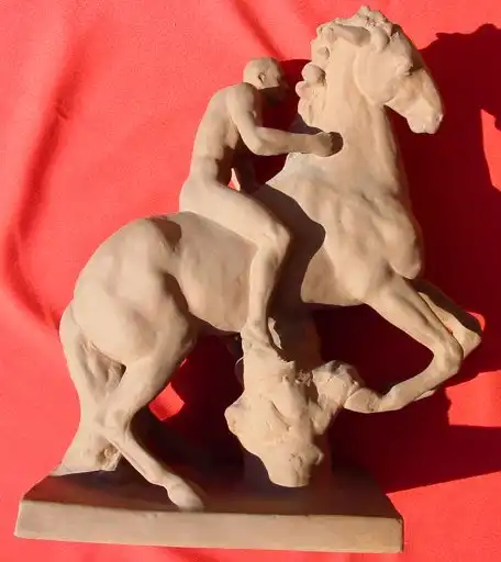 (1019316) Karlsruher Majolika Nr. 4566. Große Reiterfigur 

 1