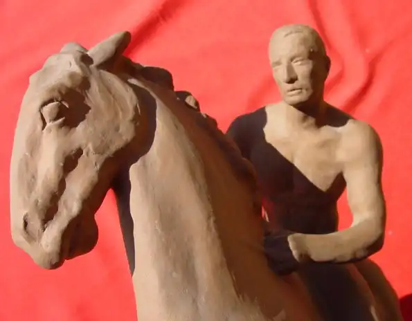 (1019316) Karlsruher Majolika Nr. 4566. Große Reiterfigur 

 2