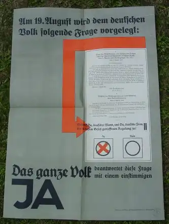 (2001147) Großes NS-Propaganda-Plakat 1934 ! Format ca. 59 x 83 cm. Original in gutem Zustand. Siehe bitte Beschreibung ...