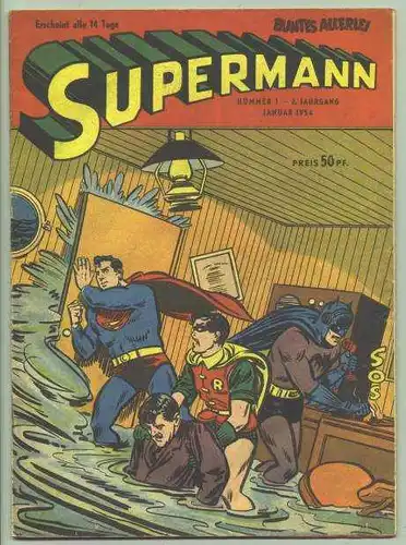 (1047315)  ORIGINAL Comic : Buntes Allerlei 1954 : Nr. 1 / Mit Supermann (Aller-Verlag). Sehr selten ! Siehe bitte Beschreibung und Bild

