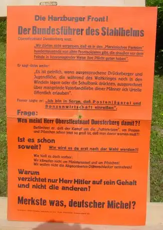 (2001141) Original Propaganda-Plakat. Drittes Reich. Die Harzburger Front. Format ca. 32 x 48 cm. Siehe bitte Beschreibung u. Bild
