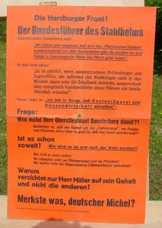 () Original Propaganda-Plakat. Drittes Reich. Die Harzburger Front. Format ca. 32 x 48 cm. Siehe bitte Beschreibung u. Bild
