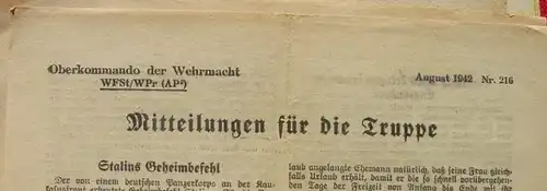 (2001443-59) 17 x 'Mitteilungen für die Truppe' OKW 1941-1944 Weltkrieg II. Siehe bitte Beschreibung u. Bilder ...


