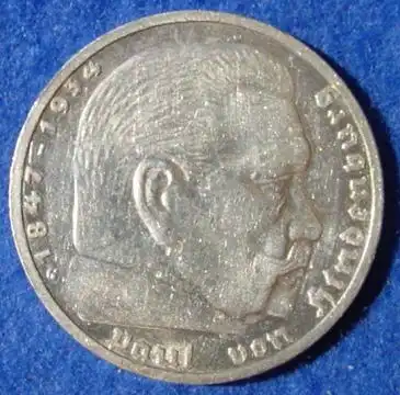 () 5 Reichsmark 1939-G, Hindenburg / Hakenkreuz, J. 367. Siehe bitte Erhaltung.

