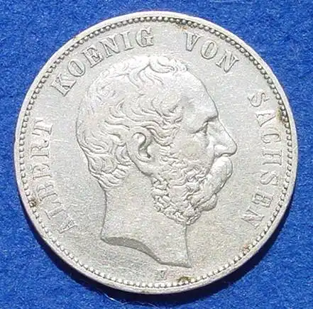 () Silbermünze Sachsen 5 Reichsmark 1876 Deutsches Reich. Jaeger Nr. 122. Siehe bitte Bilder.

