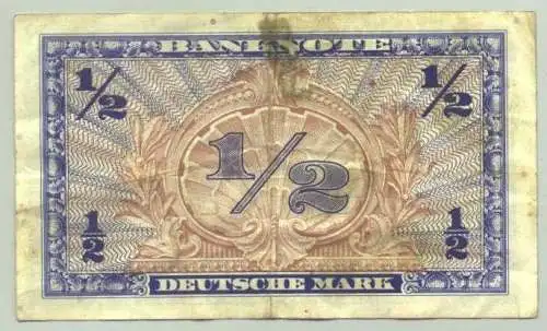 (R80013) Deutschland. Halbe Deutsche Mark. Serie 1948. Original. Banknote. Geldschein 