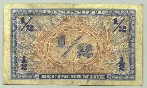 (R80014) Deutschland. Halbe Deutsche Mark. Serie 1948. Original. Banknote. Geldschein 