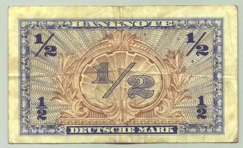 (R80018) Deutschland. Halbe Deutsche Mark. Serie 1948. Original. Banknote. Geldschein. Kopfgeld. 