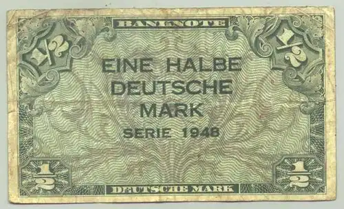 (R80019) Deutschland. Halbe Deutsche Mark. Serie 1948. Original. Banknote. Geldschein. Kopfgeld. 