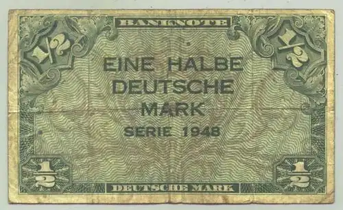 (R80021) Deutschland. Halbe Deutsche Mark. Serie 1948. Original. Banknote. Geldschein. Kopfgeld. 