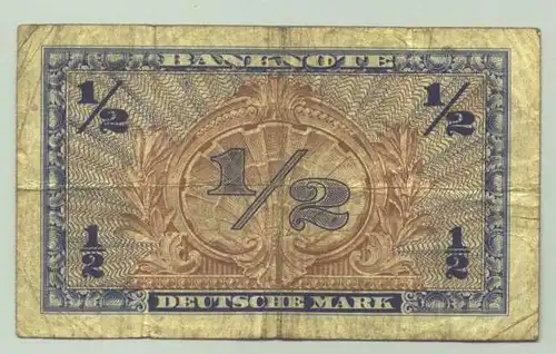 (R80021) Deutschland. Halbe Deutsche Mark. Serie 1948. Original. Banknote. Geldschein. Kopfgeld. 