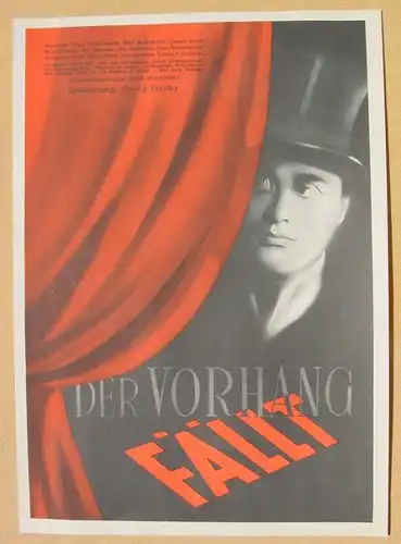 () Original Filmplakat \'Der Vorhang fällt\'. Ufa-Film 1939-1940, aus Ufa-Programm-Mappe, Scherl-Verlag, Berlin. Siehe bitte Beschreibung ...