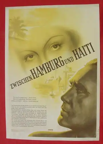 (2001702) Original Filmplakat \'Zwischen Hamburg und Haiti\'. Ufa-Film 1939-1940, aus Ufa-Programm-Mappe, Scherl-Verlag, Berlin. Siehe bitte Beschreibung ...