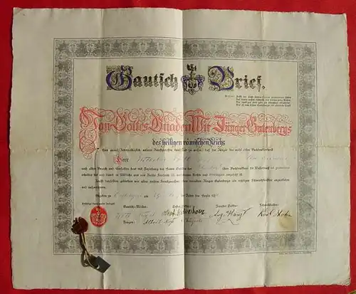 \"Gautsch-Brief\" von 1891 ! Großformatige Urkunde (intern 2002666DC-BSW)