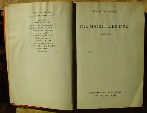 (1005148) "Die Macht der Drei". Hans Dominik. Science-Fiction-Abenteuer. Gebrueder Weiss, Berlin-Muenchen