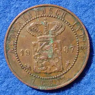 (1038974) Niederlande-Indien 1 Cent 1907. Muenze ist fleckig u. ungereinigt