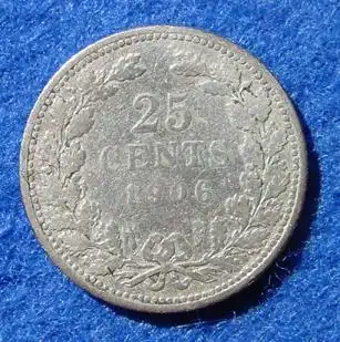 () Muenze 25 Cents 1906 Niederlande