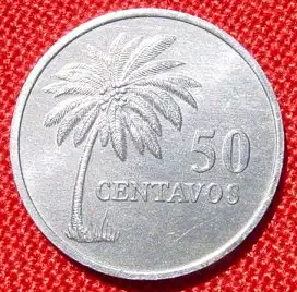 () Guinea-Bissau. 50 Centavos 1977. Muenze KM 17. Kokospalme, F.A.O