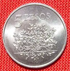 (1007094) Guinea-Bissau. 5 Pesos 1977. Muenze KM 17.  Erdnusspflanze / F.A.O