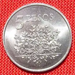 () Guinea-Bissau. 5 Pesos 1977. Muenze KM 17.  Erdnusspflanze / F.A.O