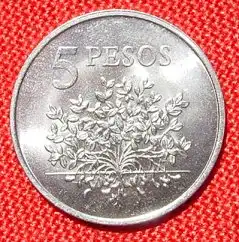 () Guinea-Bissau. 5 Pesos 1977. Muenze KM 17.  Erdnusspflanze / F.A.O