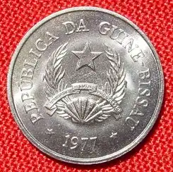 () Guinea-Bissau. 5 Pesos 1977. Muenze KM 17.  Erdnusspflanze / F.A.O