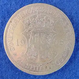 (1007581) Suedafrika Silbermuenze 2,5 Shilling 1928. Ziemlich stark gebraucht