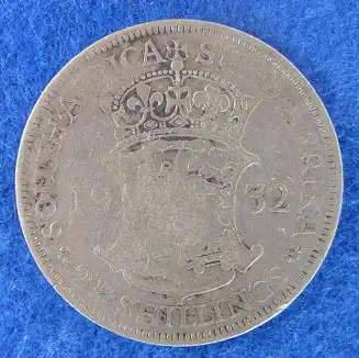 () Suedafrika Silbermuenze 2,5 Shilling 1932. Ziemlich stark gebraucht