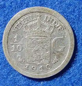 (1015604) Niederlande. Indien 1/10 Gulden 1910. Silbermuenze