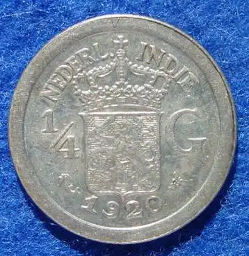 (1015611) Niederlande. Indien 1/4 Gulden 1920. Silbermuenze