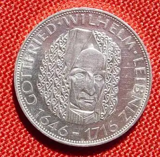 () 5 DM 1966 - D. Gottfried Wilhelm Leibniz. Silber-Gedenkmuenze. Deutschland