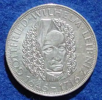 () 5 DM 1966 - D. Gottfried Wilhelm Leibniz. Silber-Gedenkmuenze. Deutschland