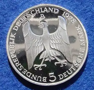 () 5 DM 1978 - D. Gustav Stresemann. Silber-Gedenkmuenze. Deutschland