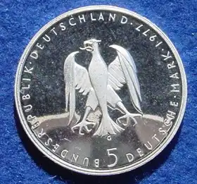 () 5 DM 1977 - G. Heinrich von Kleist. Silber-Gedenkmuenze. Deutschland