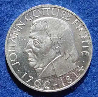 () 5 DM 1964 - J. Johann Gottlieb Fichte. Silber-Gedenkmuenze. Deutschland